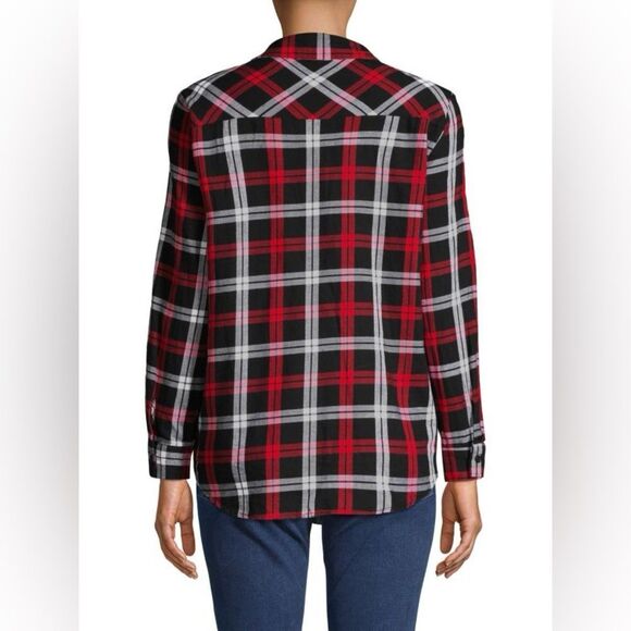 JAK&RAE Larue Faux Pearl-Embellished Cotton Button-Down Shirt Red Size Medium - Picture 2 of 8